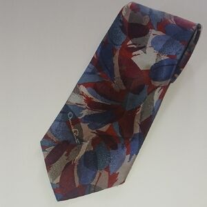 Vtg Oscar de la Renta Blue and Red Patterned Tie